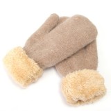Custom Logo Winter Women Rabbit Fur Mittens Gloves
