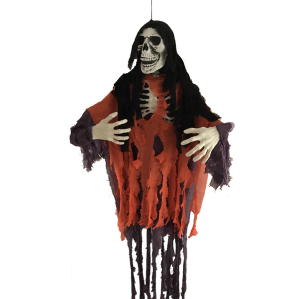 5 feet Halloween Prop Life Size Hanging Skeleton House Decoration Halloween Skeleton-Orange