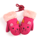 Kids Cute Fleece Lined Gloves Suede Baby Winter Mittens