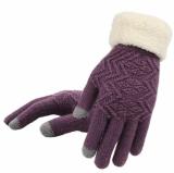 Women's Winter Touch Screen Gloves acrylic Warm Cable Knit 3 Touchscreen Fingers Texting Elastic Cuff Thermal Gloves