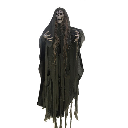 5 Feet Led Lights Black Hair Halloween Prop Life Size Skeleton Haunted House Decoration Halloween Skeleton