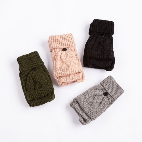 Women Warm Mitten Style Gloves Thermal Fingerless Mittens