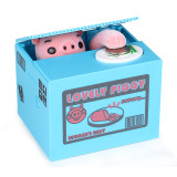Xiaoboxing hot selling children gift ABS saving money box design stealing coin with plastic blue pig piggy bank