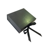 Wholesale Customize UV Coating Reusable Paper Cardboard Magnetic Black Gift Boxes With Ribbon Closure