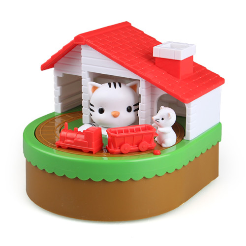 Loving design plastic music cat and mouse house piggy bank box electronic coin saving money box