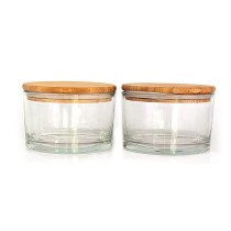 Eco friendly 500ml clear round Glass Fruit Bowl glass salad bowl with bamboo lid