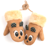 Kids Cute Fleece Lined Gloves Suede Baby Winter Mittens