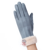 Winter Outdoor Warm Cute Leather Touch Screen Gloves for Women