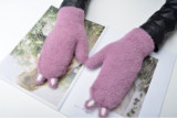 Wholesale Womens Winter Gloves Knitted Fleece Mittens with Cat design