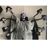 220cm 9 Heads Skeleton Decoration Halloween Creepy Hanging Skeleton with Led Light