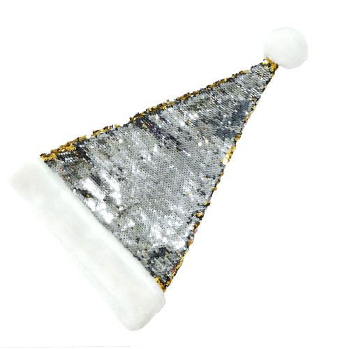 Bling Gold and Silver Sequin Christmas Santa Hat