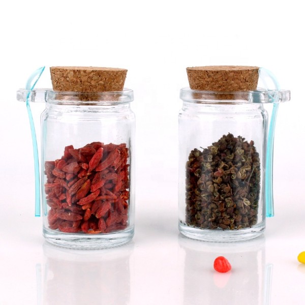 140ml 4oz glass bottle for spices packing with cork lid plastic spoon