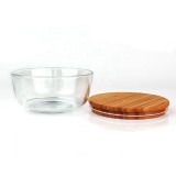 350ml 720ml 1240ml lunch box Microwave oven safe glass fruit salad bowl set with bamboo lid