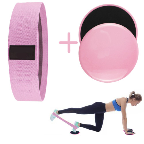 Exeecise Hip booty bands with Fitness Sliding Gliding Discs Core Sliders And Resistance Bands Set