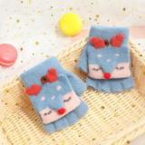 3D cute Kids Fingerless Mittens Convertible Flip Top Gloves super Soft Knitted Gloves