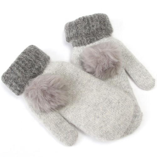 OEM  Winter Warm Women Cute Knitted Rabbit Fur Acrylic Polyester Gloves