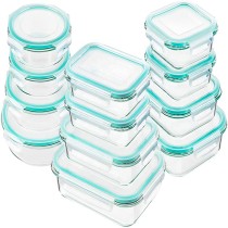 Clear round Glass Food Storage Containers glass bento lunch box with 2 compartment for Meal Prepping food with Locking lids