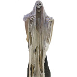5 Feet Led Lights Grey Web Halloween Prop Life Size Skeleton Haunted House Decoration Halloween Skeleton