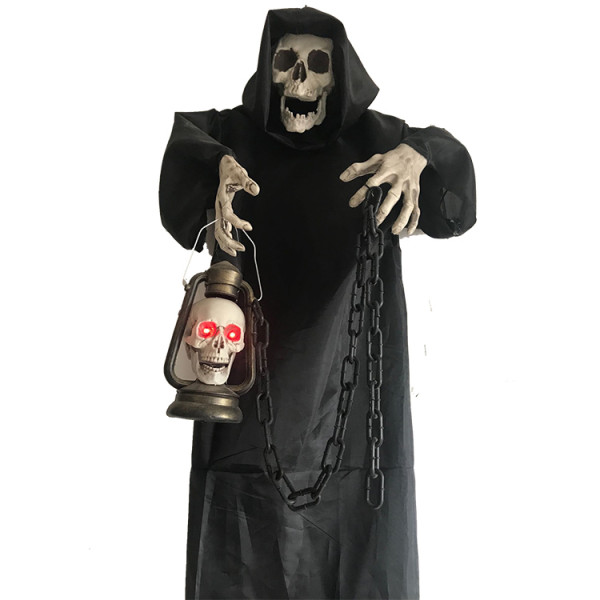 160cm Led Halloween Lantern Black Clothes Cloak Decoration Halloween Creepy Hanging Skeleton