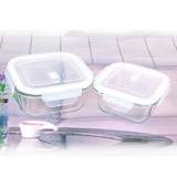 Mcrowave safe glass meal box with plastic sealed lids