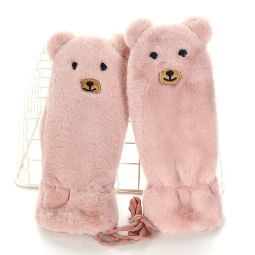 Women Winter Faux Fur Flip Cover Mittens Warm Soft Korean velvet Mittens for Women Gloves