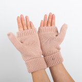 Women Warm Mitten Style Gloves Thermal Fingerless Mittens
