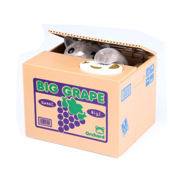 Good quality cute cat steal coins piggy bank plastic itazura money box custom alcancia electronica for kids