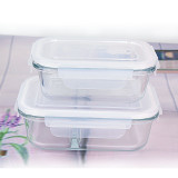 Mcrowave safe glass meal box with plastic sealed lids
