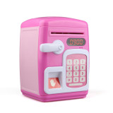 Popular children gift pink cartoon sticker plastic fingerprint password cash piggy atm toy safe money bank