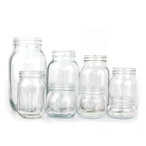 Wholesale wide mouth clear 4oz 8oz 12oz 16oz 32oz glass mason jar for jam honey food with metal lid