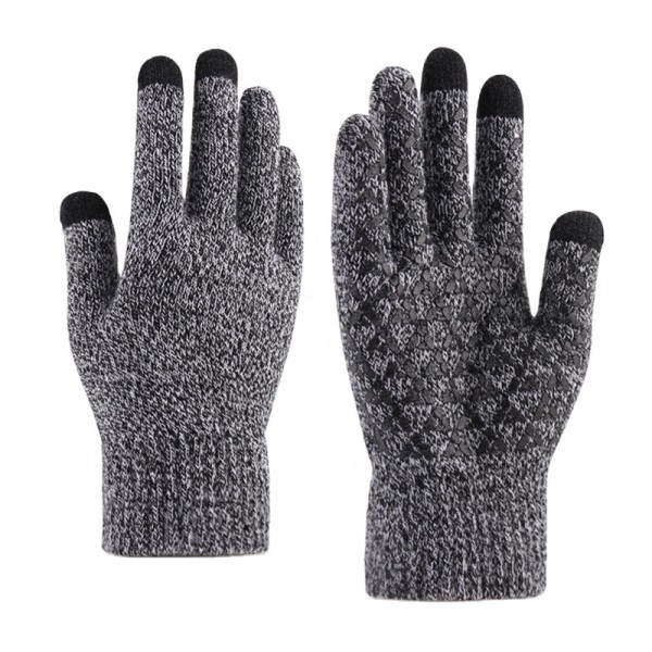 Custom Winter Anti-slip Touchscreen Knit Gloves For Men