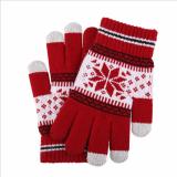 wholesale acrylic snowflake plush thick warm touch screen gloves