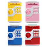 Plastic yellow portable trolley alcancia electronica mini atm electronic coin piggy bank safe box money for sale