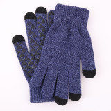 Custom Winter Anti-slip Touchscreen Knit Gloves For Men