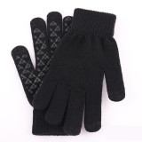 Custom Winter Anti-slip Touchscreen Knit Gloves For Men