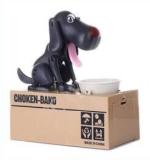 Top selling plastic custom kids cute animal spotty dog piggy toy coin box automatic eating money bank