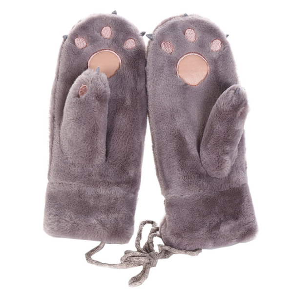 Women Winter Faux Fur Flip Cover Mittens Warm Soft Korean velvet Mittens for Women Gloves