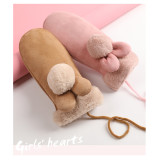 Hot Sale Lovely Women Winter Gloves Warm Touch Screen Suede Fabric Soft Lining