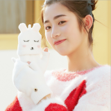 Women's Knitted Convertible Fingerless Gloves with Mitten Flap Cover