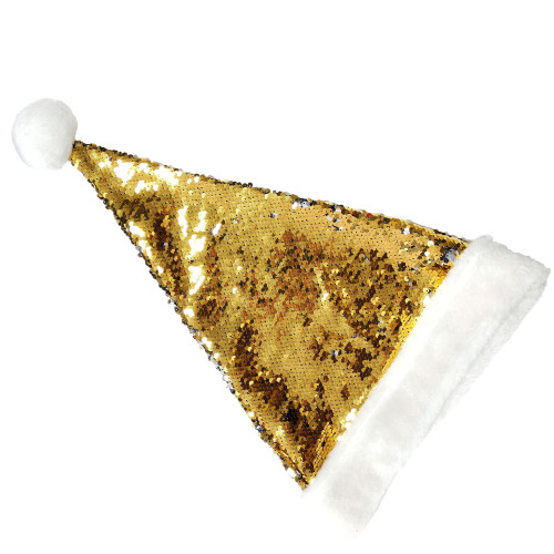 Bling Gold and Silver Sequin Christmas Santa Hat