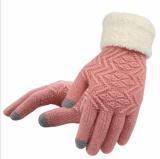 Women's Winter Touch Screen Gloves acrylic Warm Cable Knit 3 Touchscreen Fingers Texting Elastic Cuff Thermal Gloves