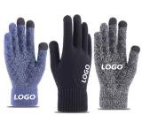 custom logo Winter Knit Gloves Touchscreen Warm Thermal Soft  Elastic Cuff Texting Anti-Slip gloves for Women Men