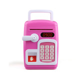 Popular children gift pink cartoon sticker plastic fingerprint password cash piggy atm toy safe money bank