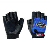 custom made Fingerless anti slip climbing gloves PU leather outdoor cycling sport gloves