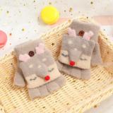 3D cute Kids Fingerless Mittens Convertible Flip Top Gloves super Soft Knitted Gloves