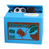 Xiaoboxing kids gift environmental material plastic atm savings piggi bank stealing coin blue monkey-money-box