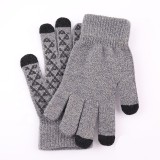 Custom Winter Anti-slip Touchscreen Knit Gloves For Men