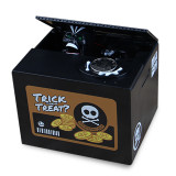 Hallowmas gift plastic battery operated mischief skull piggy bank stealing coin money collecting box piggy bank kids