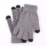 Custom Winter Anti-slip Touchscreen Knit Gloves For Men