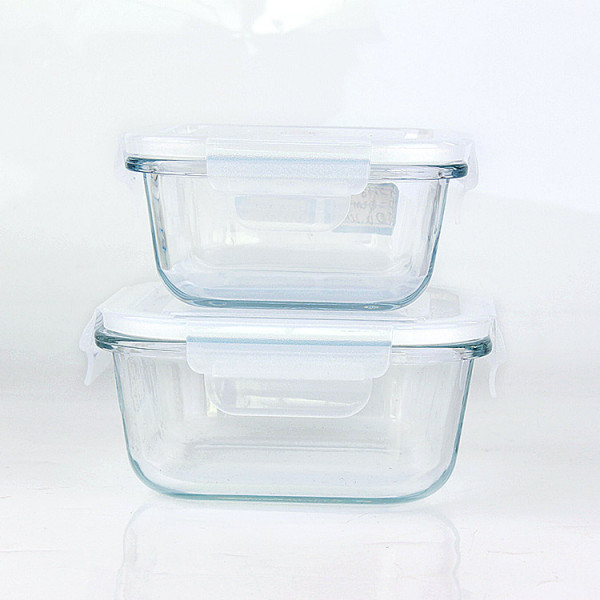 Mcrowave safe glass meal box with plastic sealed lids